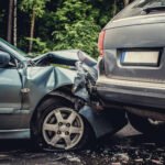 Image of a auto accident involving two cars.